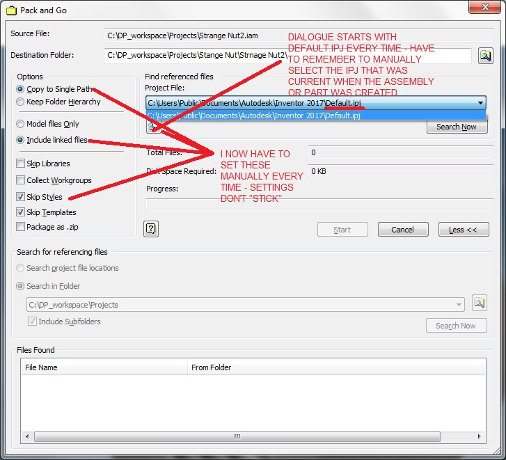 Solved Inventor 2017 Pack And Go Settings Don't Stick