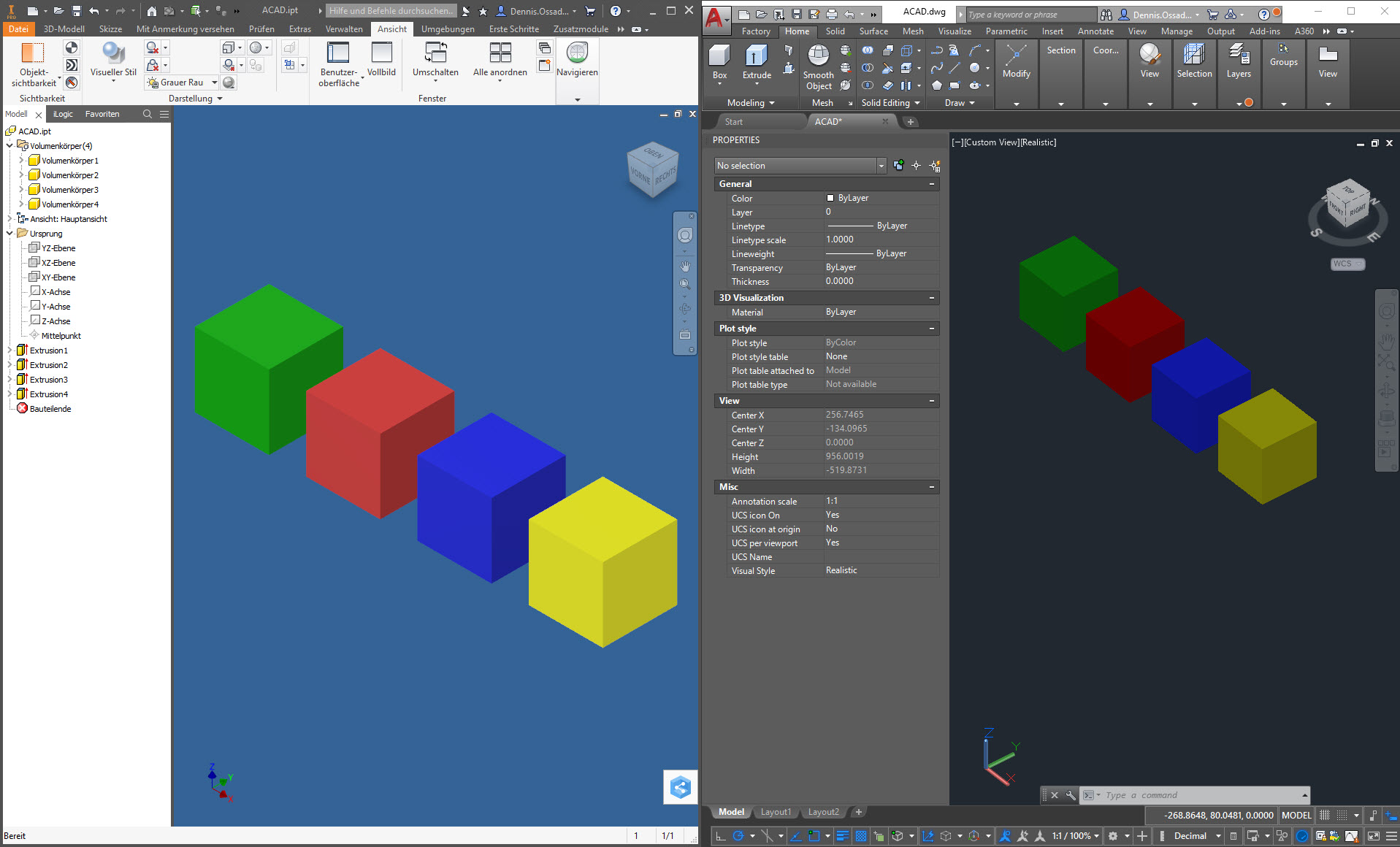 Gelöst AutoCAD DWG aus Inventor nach Import in AutoCAD ohne Farben