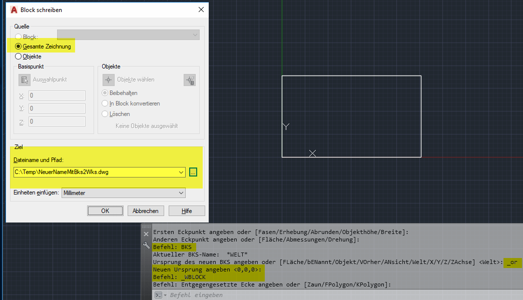 Gelöst AutoCAD Koordinatensystem verschieben auf Zeichnung