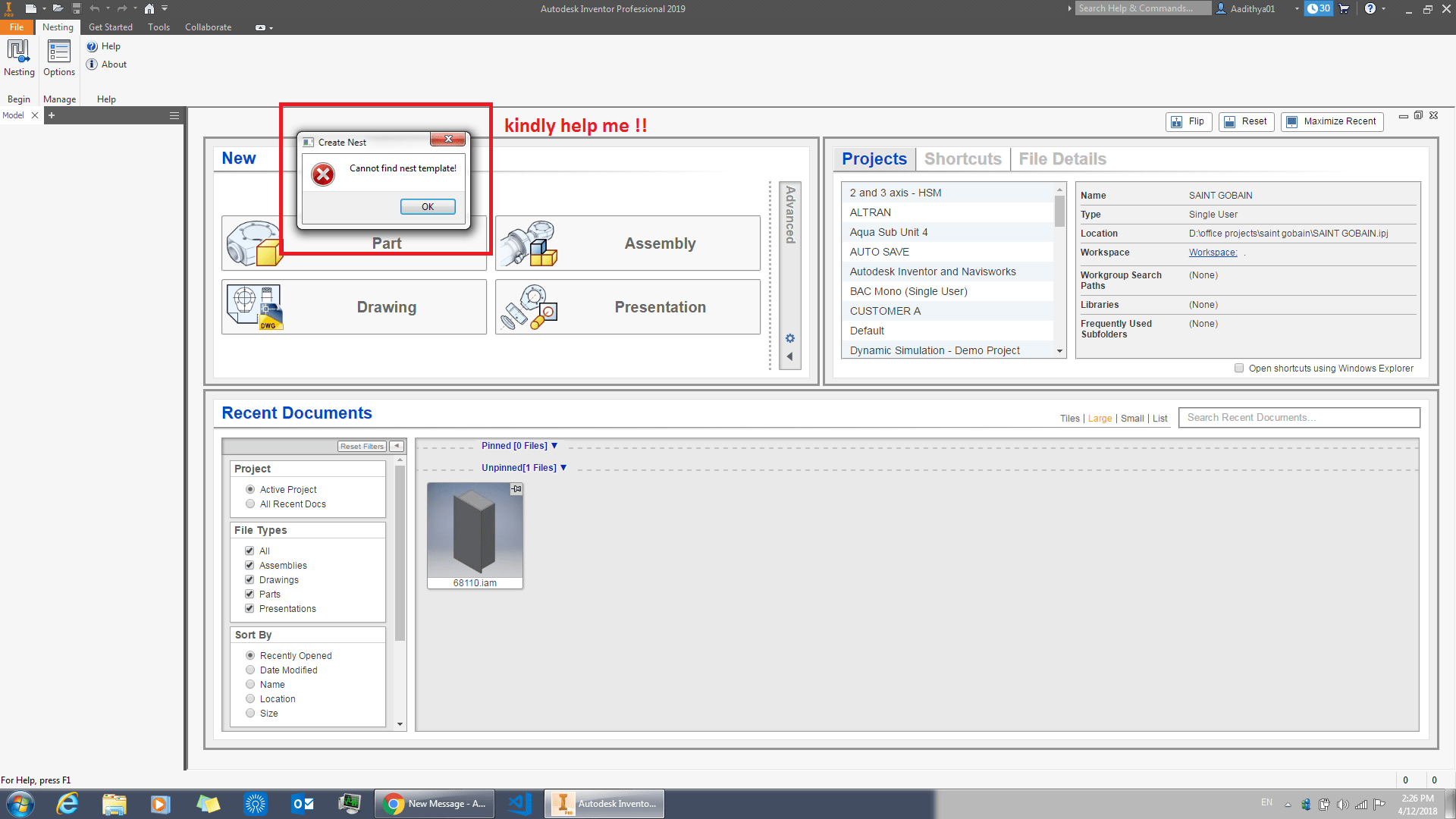 Error Cannot find nest templates Autodesk Community