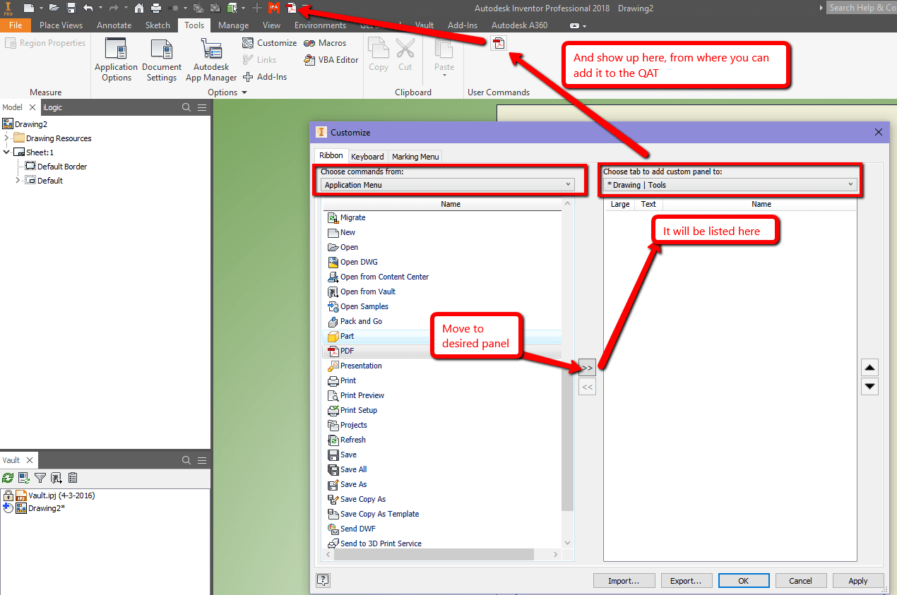 Solved Custom Quick Access Toolbar Autodesk Community