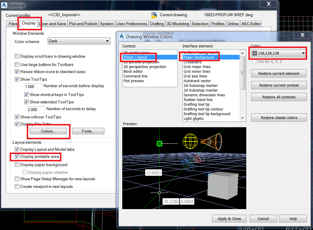 AutoCAD LT 2018 Autodesk Paper Color Background