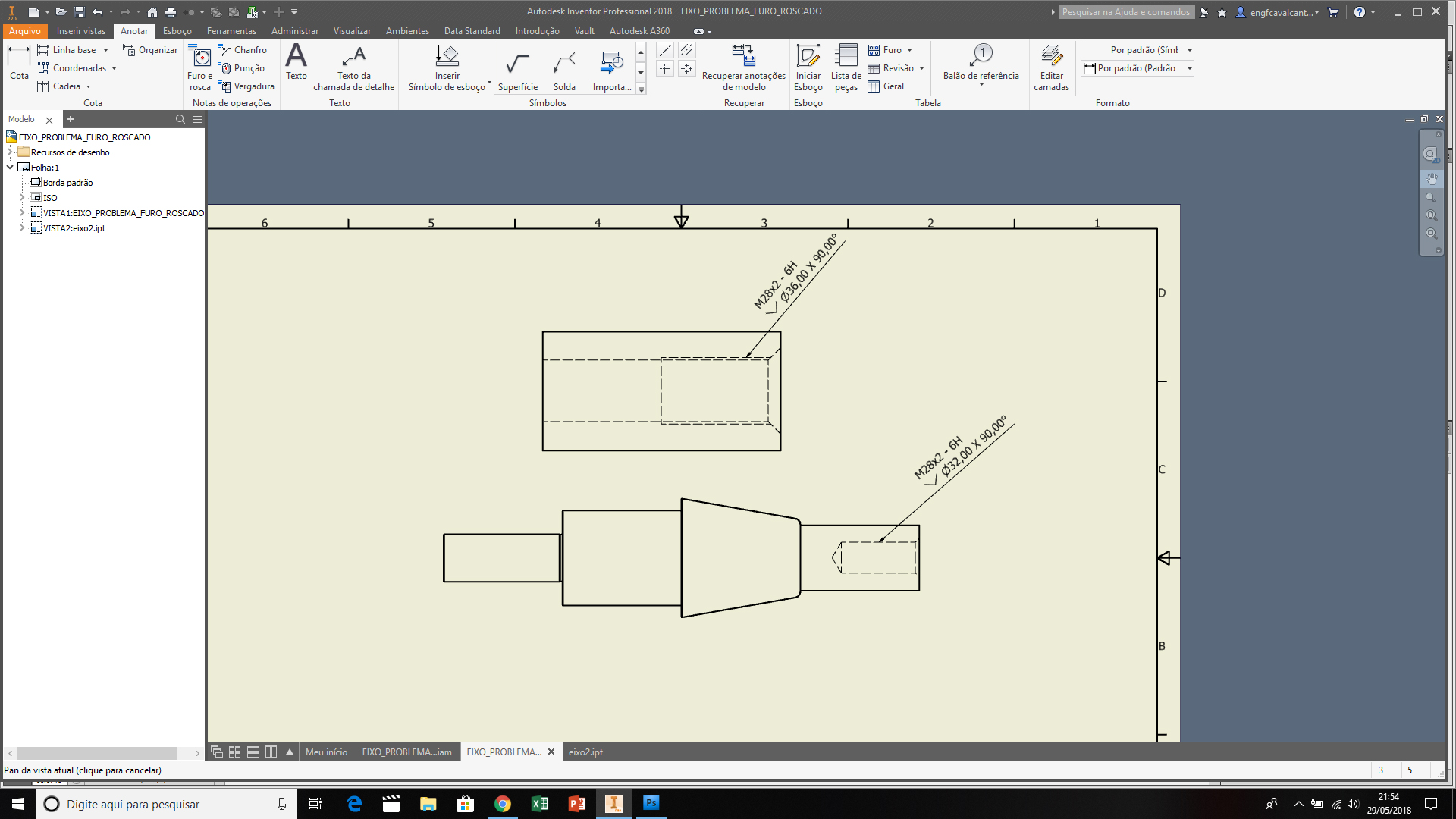 Solved A hole thread made on design accelerator shaft doesn't appear