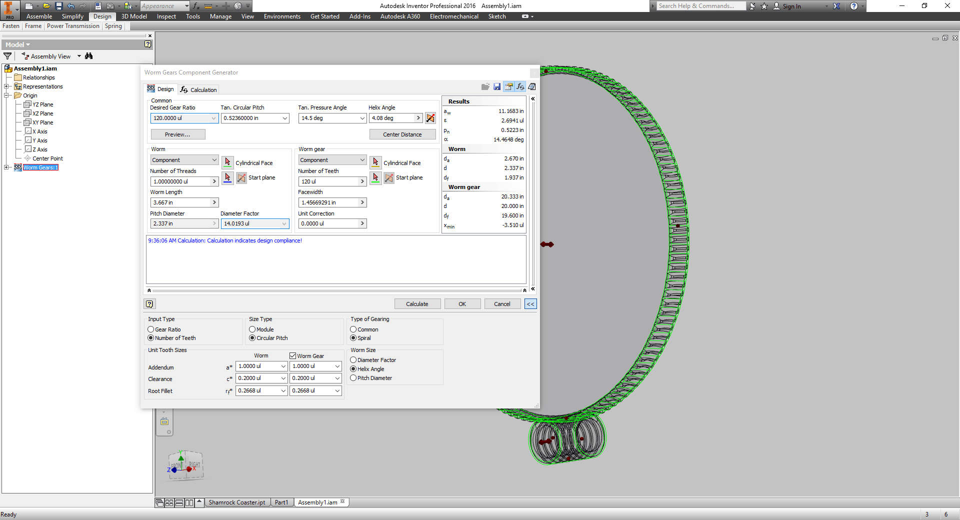 32dp worm with Worm Gears Component Generator Autodesk Community