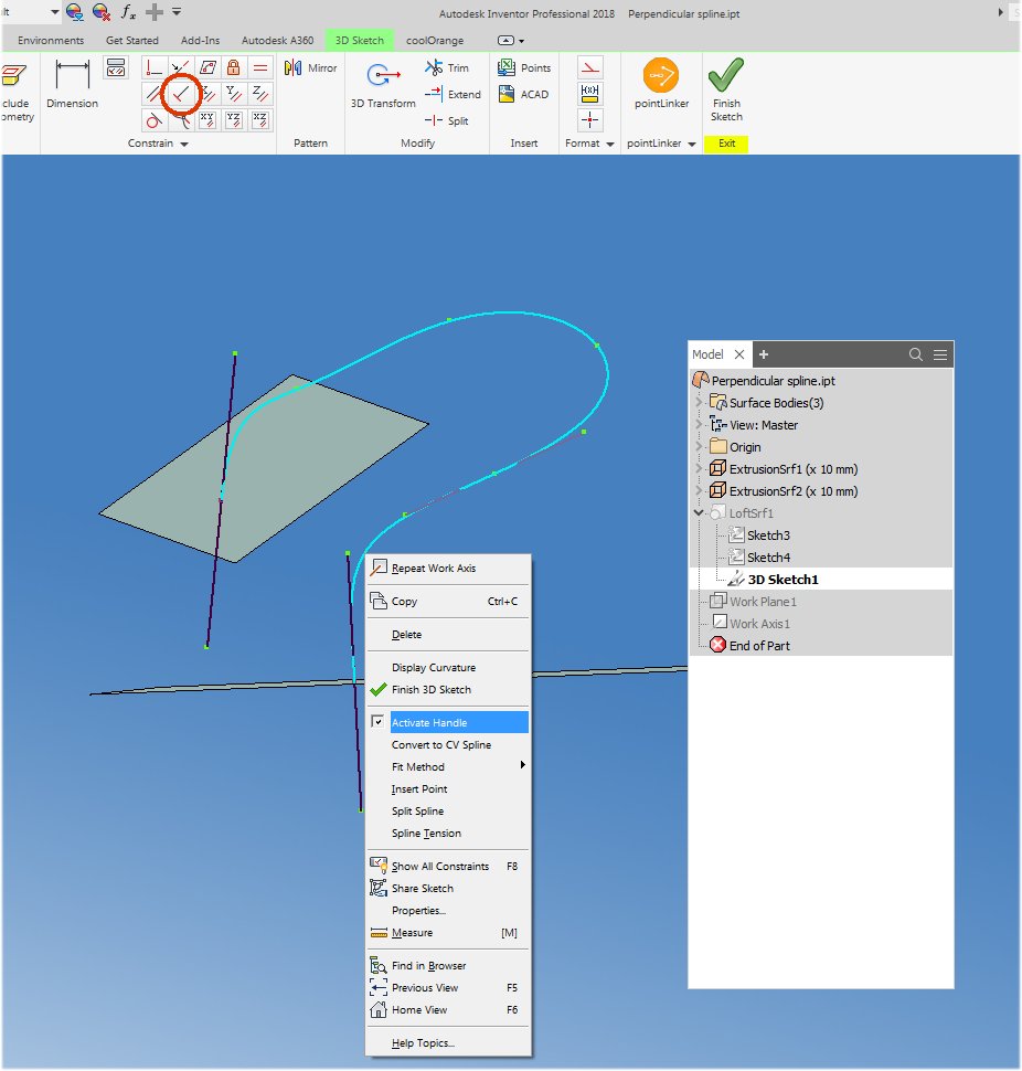 Solved Starting and ending spline normal to inclined planes Autodesk