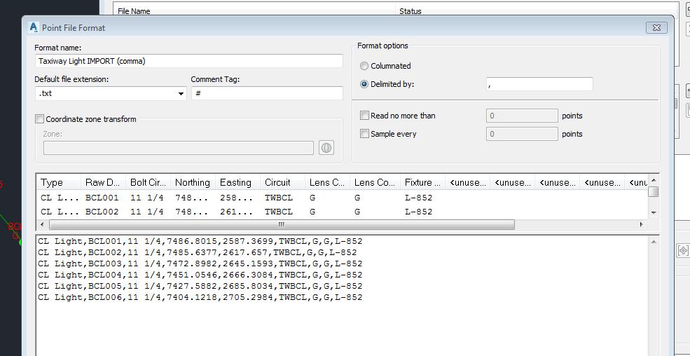 Point File Format parses correctly but doesn't import correctly Page