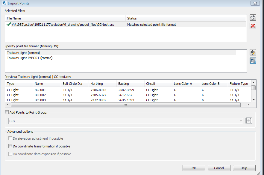 Point File Format parses correctly but doesn't import correctly Page