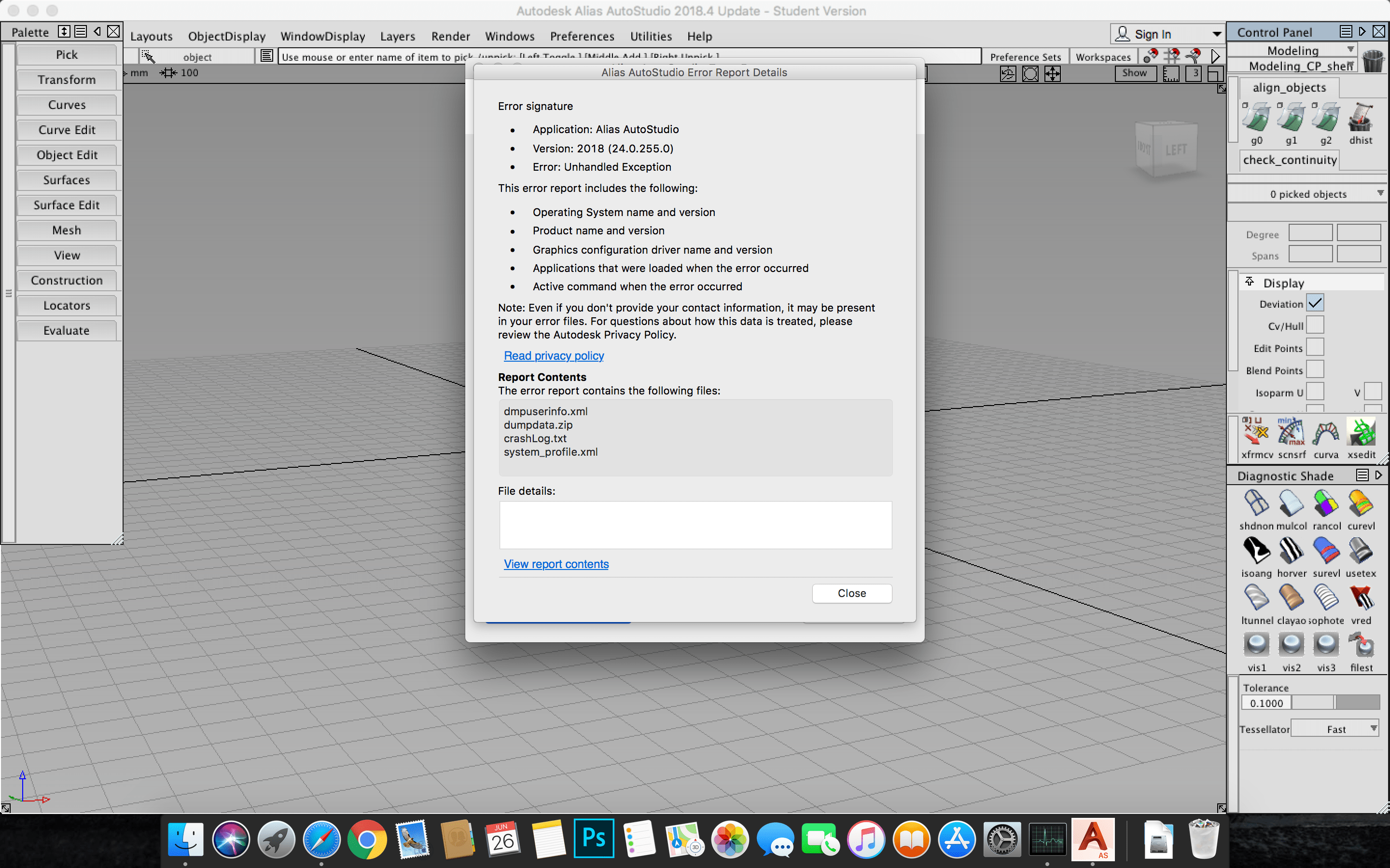 Alias 2018 crashes every time as soon as I open the program Autodesk