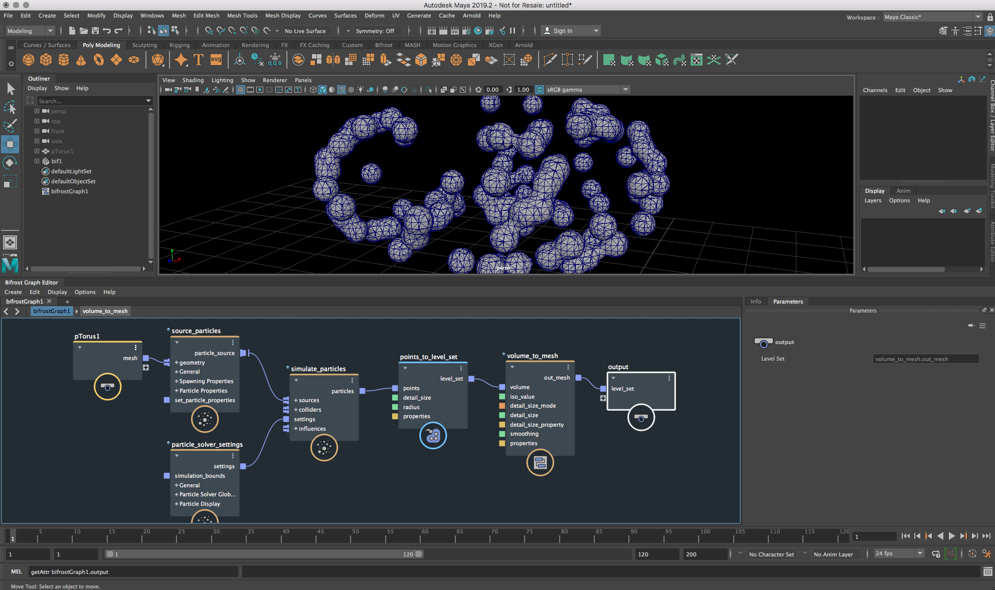 Solved How can i convert the Particles or Volumes to a mesh using the new Bifrost graph Autodesk Community