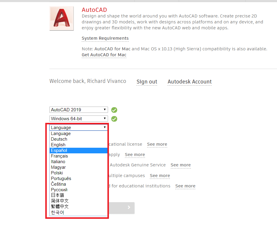 como puedo cambiar el idioma de autocad version 2019 Autodesk Community