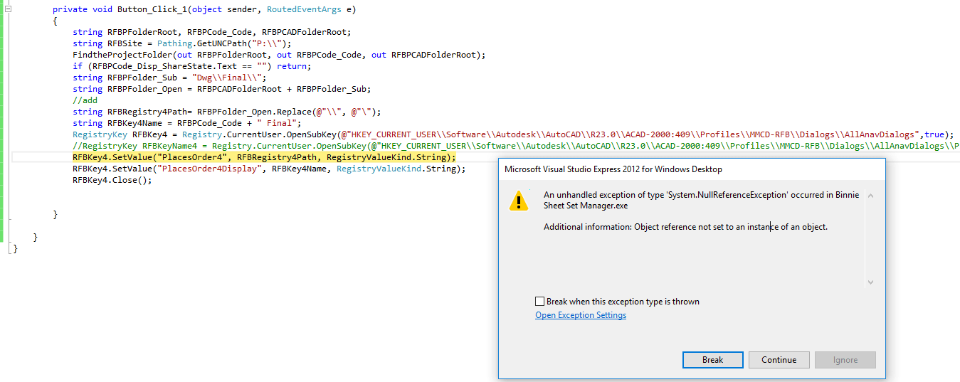 Solved System.NullReferenceException Object reference not set to an