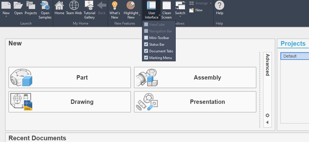 Inventor 2017 Browser shown when I return to Home Screen Autodesk