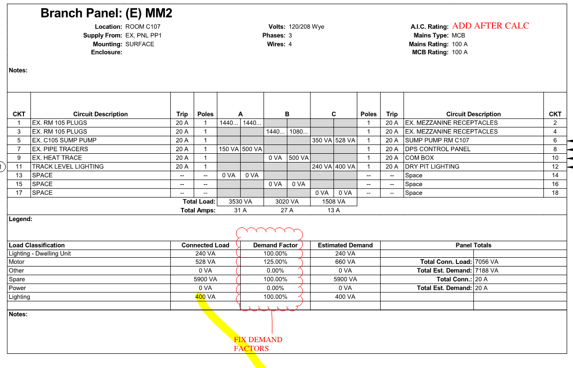 Solved Electrical Panel Schedules Showing Existing