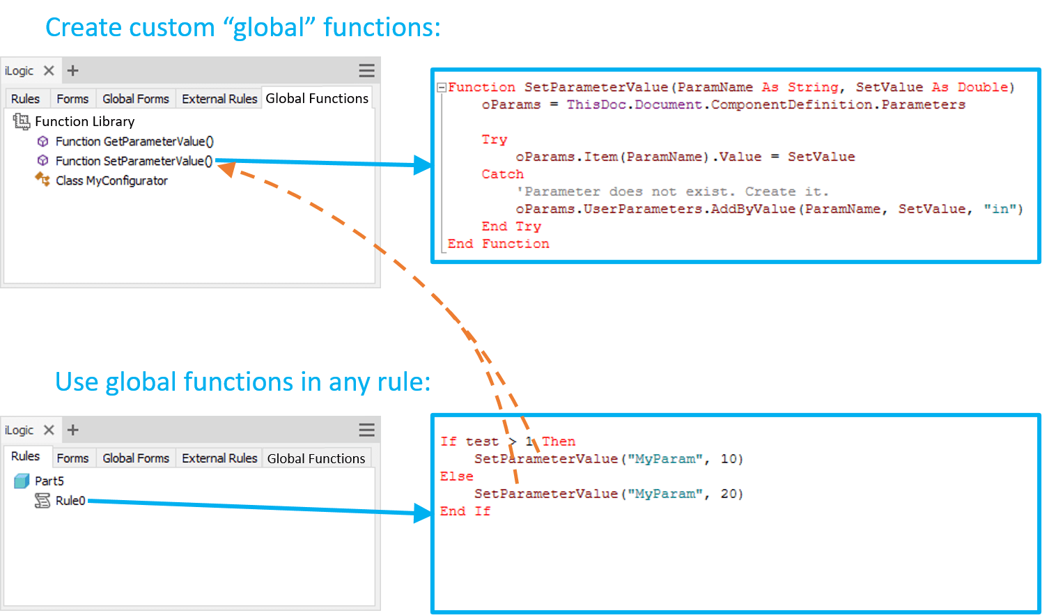 iLogic Create library of custom functions that are available in every
