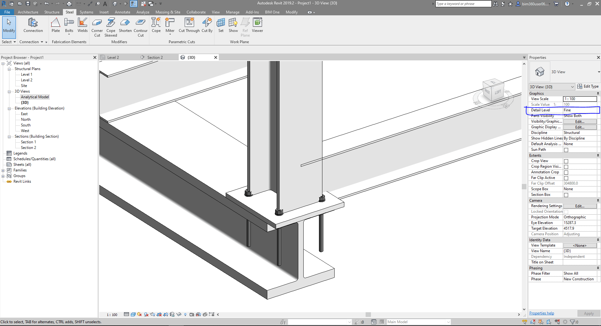 Revit 2019 Structural steel connections are not visible in the model