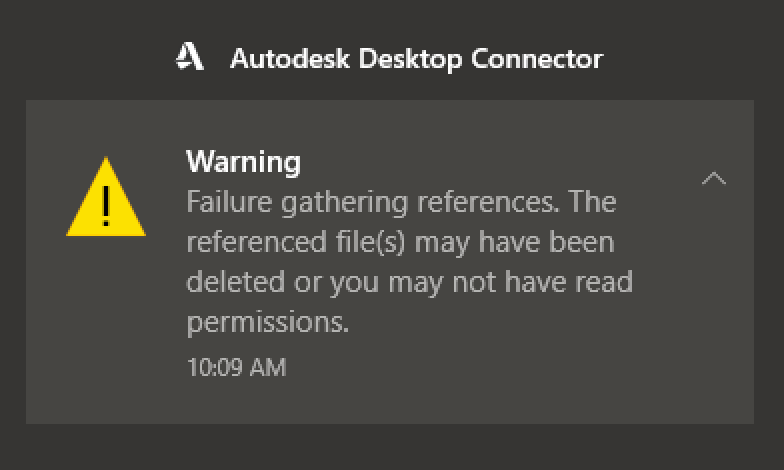 Solved Desktop Connector "Warning Failure gathering references