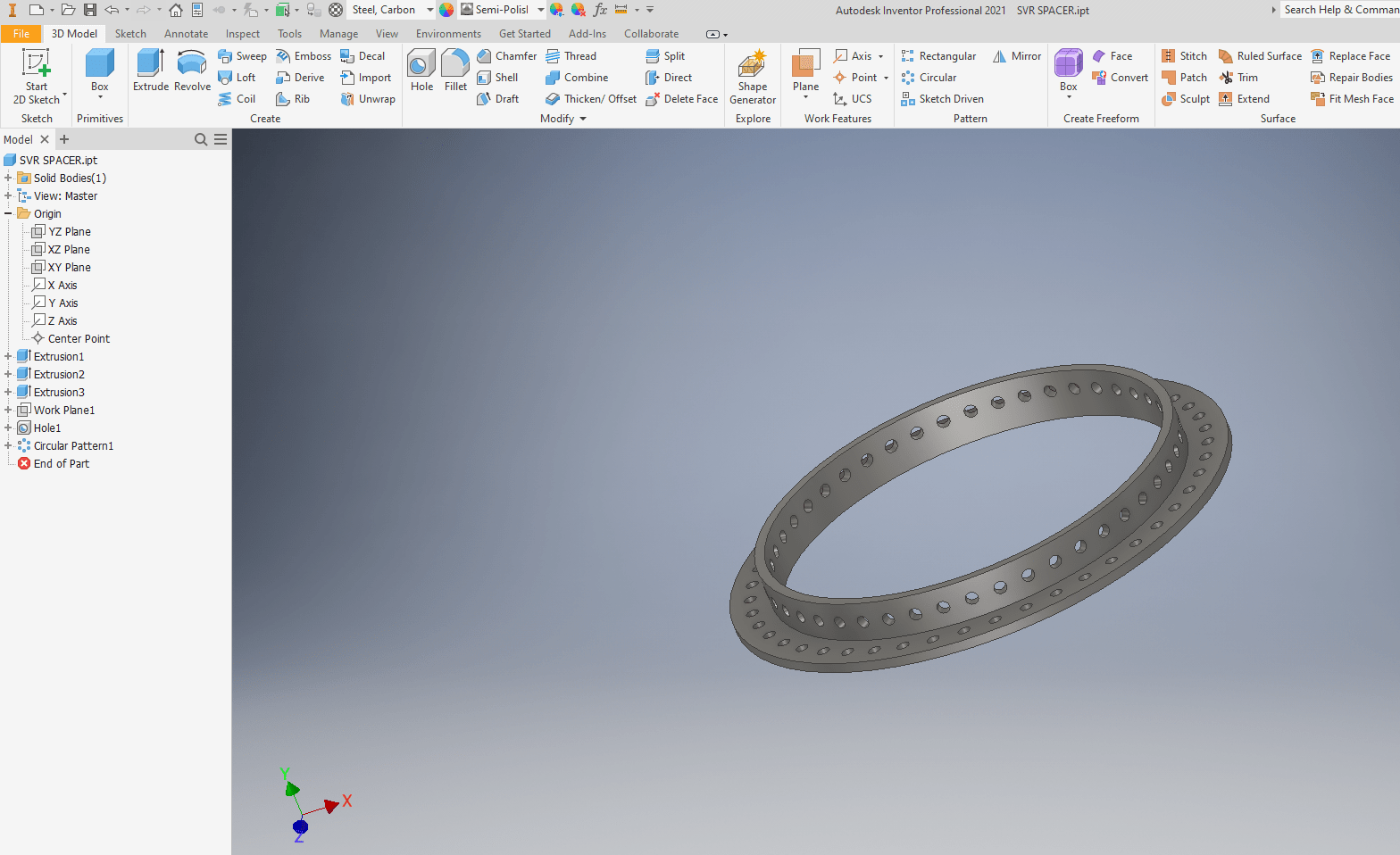 Solved Adding Holes to extruded Diameter Disc. Autodesk Community