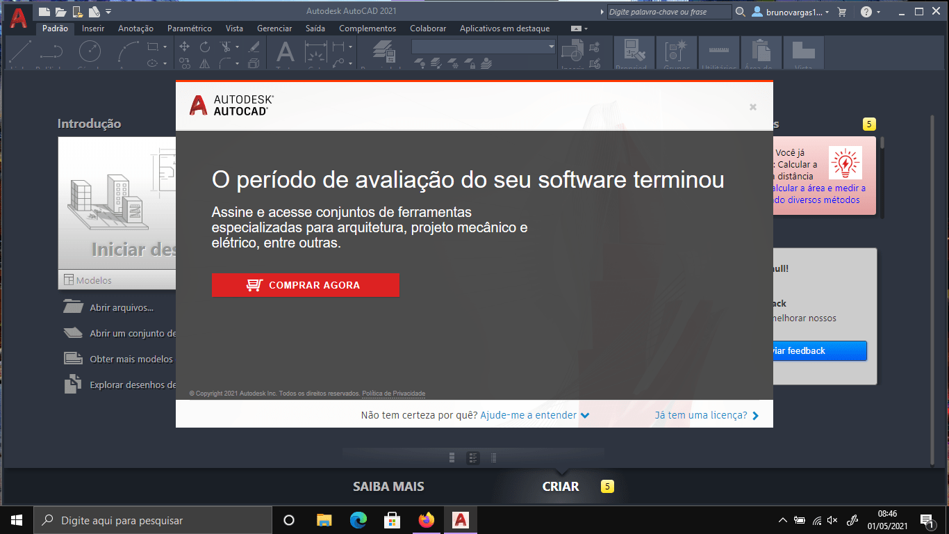 Solucionado Não consigo acessar a versão estudante do Autocad