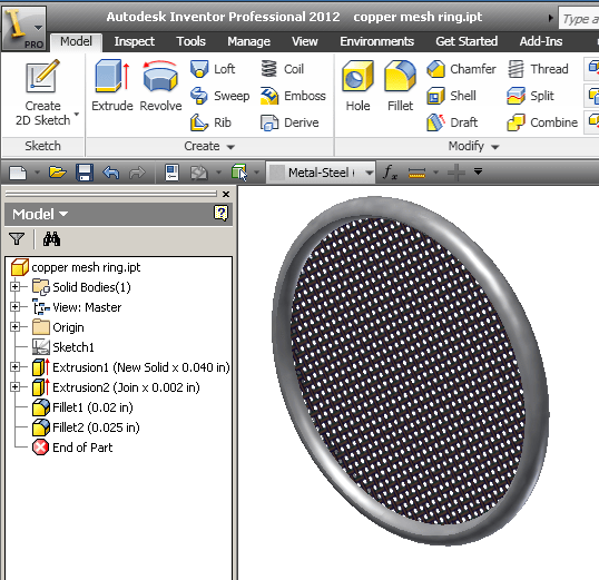 Making Copper Wire Mesh with Inventor 2012 Autodesk Community