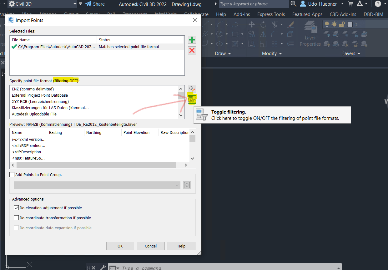 Solved User point file format Autodesk Community