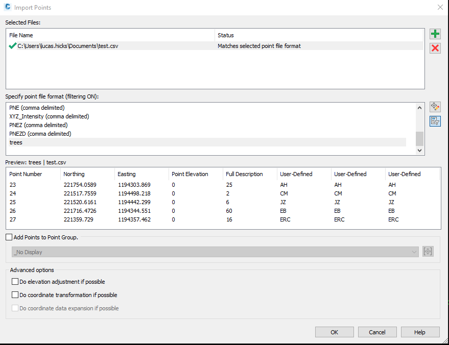 Solved User point file format Autodesk Community