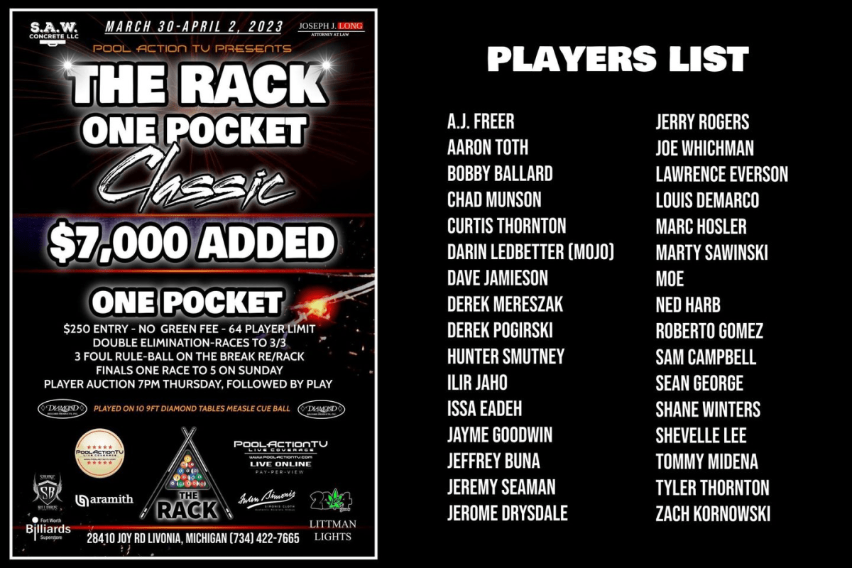The Rack One Pocket Classic 7000 Added. March 30thApril 2nd at The Rack in Livonia, Michigan