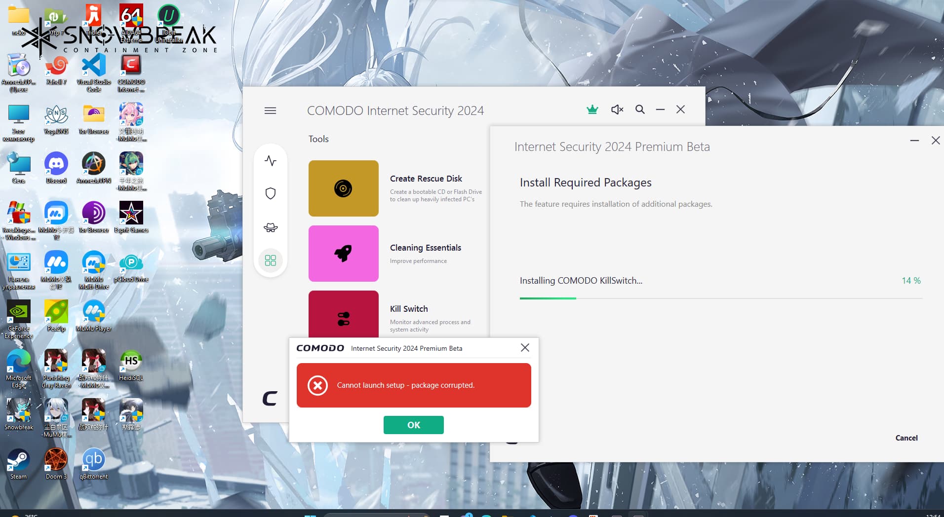 Install killswitch error codes 4294968295 - Comodo Forum