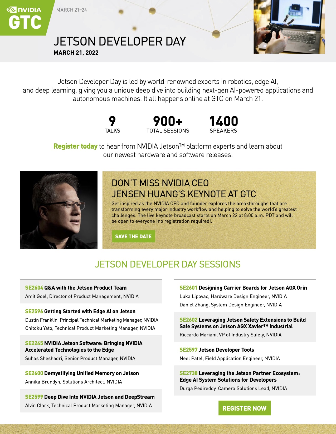 GTC 2022 and Jetson Developer Day March 2124, 2022 Announcements