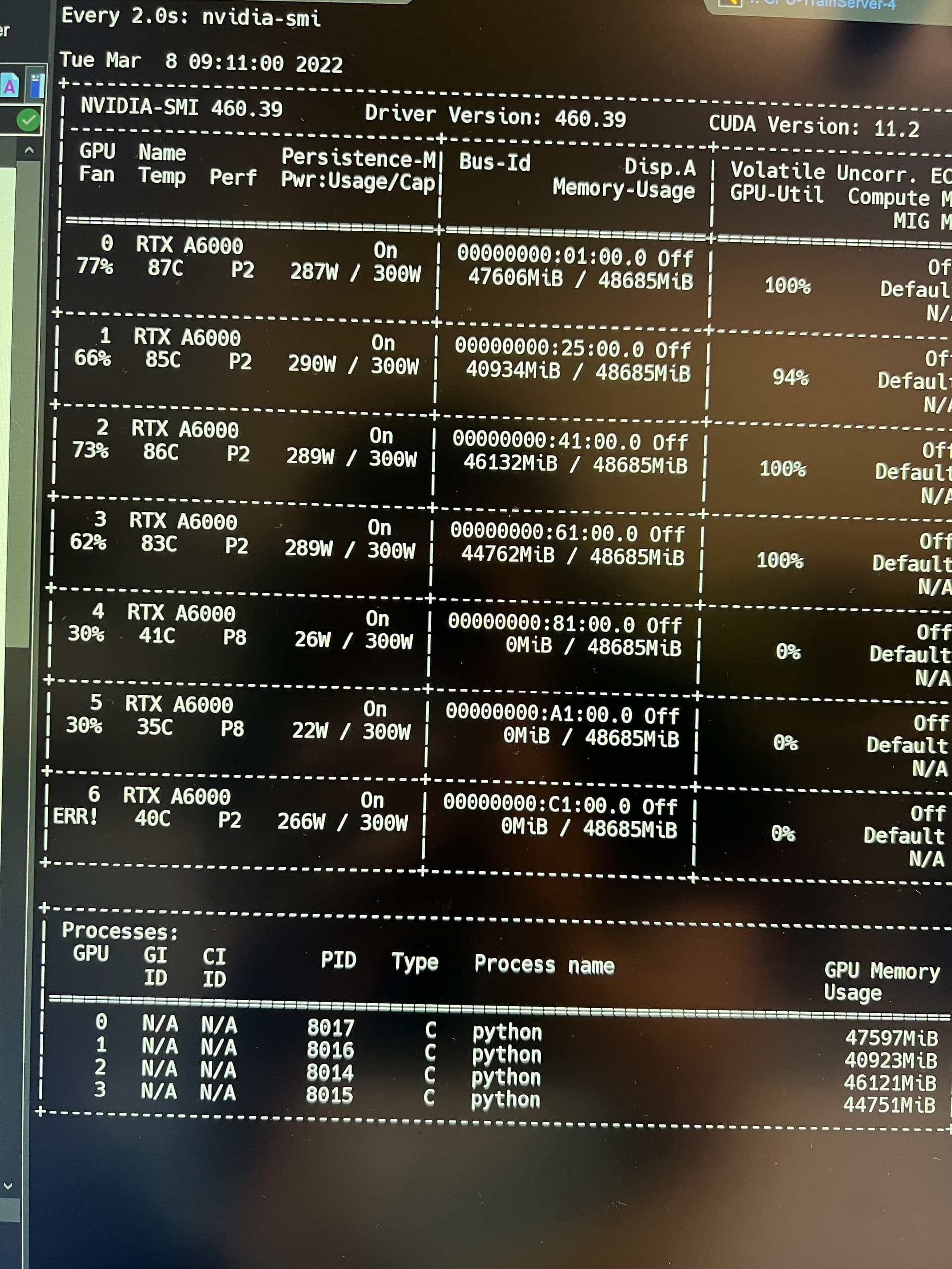 Nvidiasmi A6000 GPU Fan ERR! CUDA NVCC Compiler NVIDIA Developer