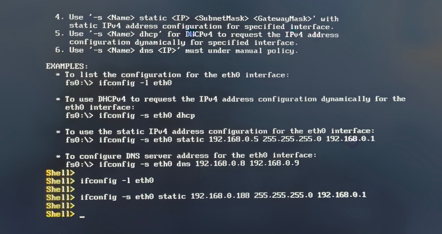 Is ifconfig available in UEFI shell? Jetson AGX Orin NVIDIA