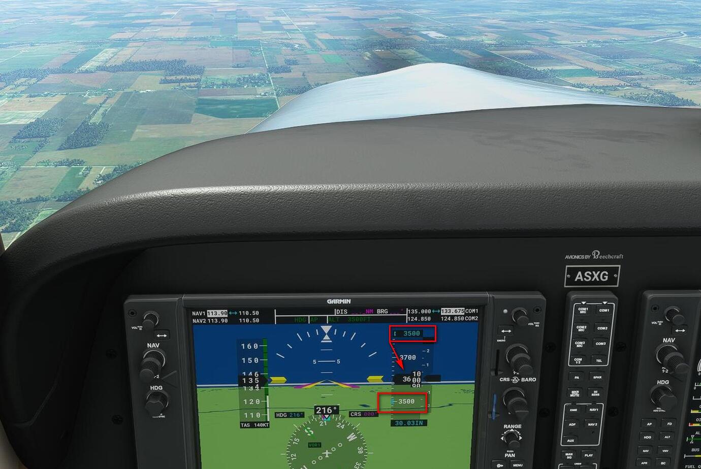 Autopilot selected (armed) Altitude and actual altitude are not the