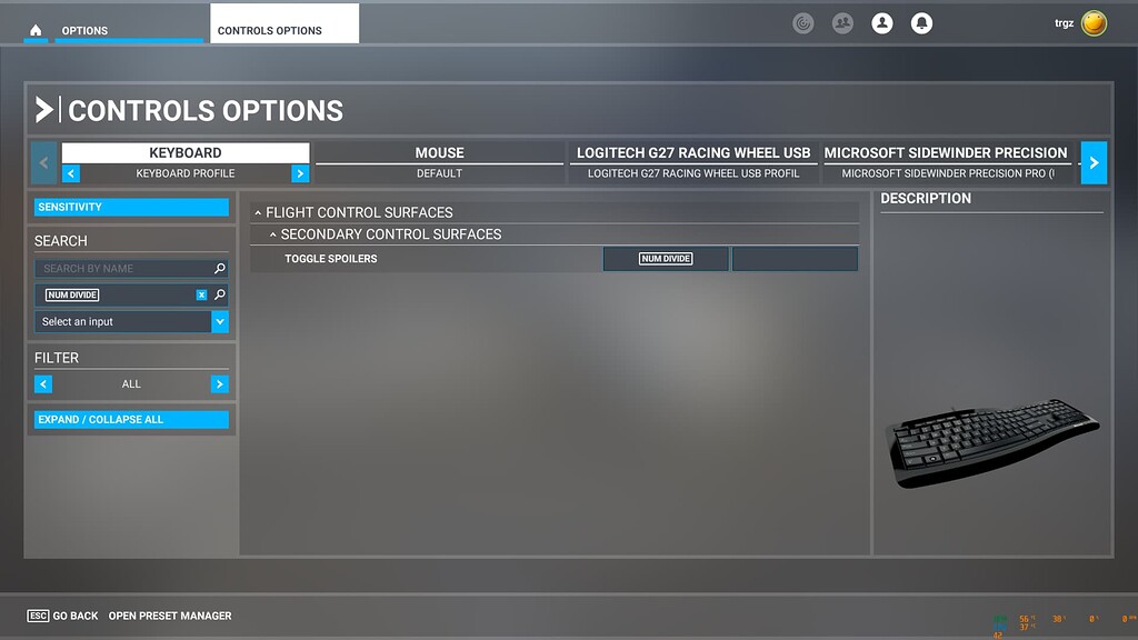 Glider binding "Toggle Spoilers" for air brakes is a misleading name Aircraft & Systems