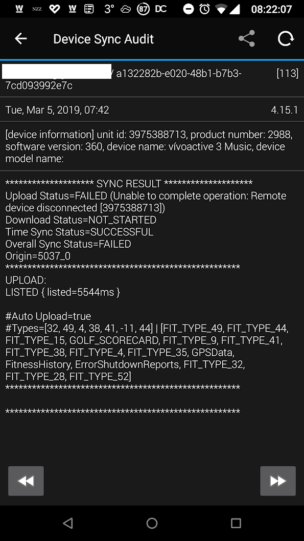 Not Syncing Activities/No Sync via App vivoactive 3 Series Sports