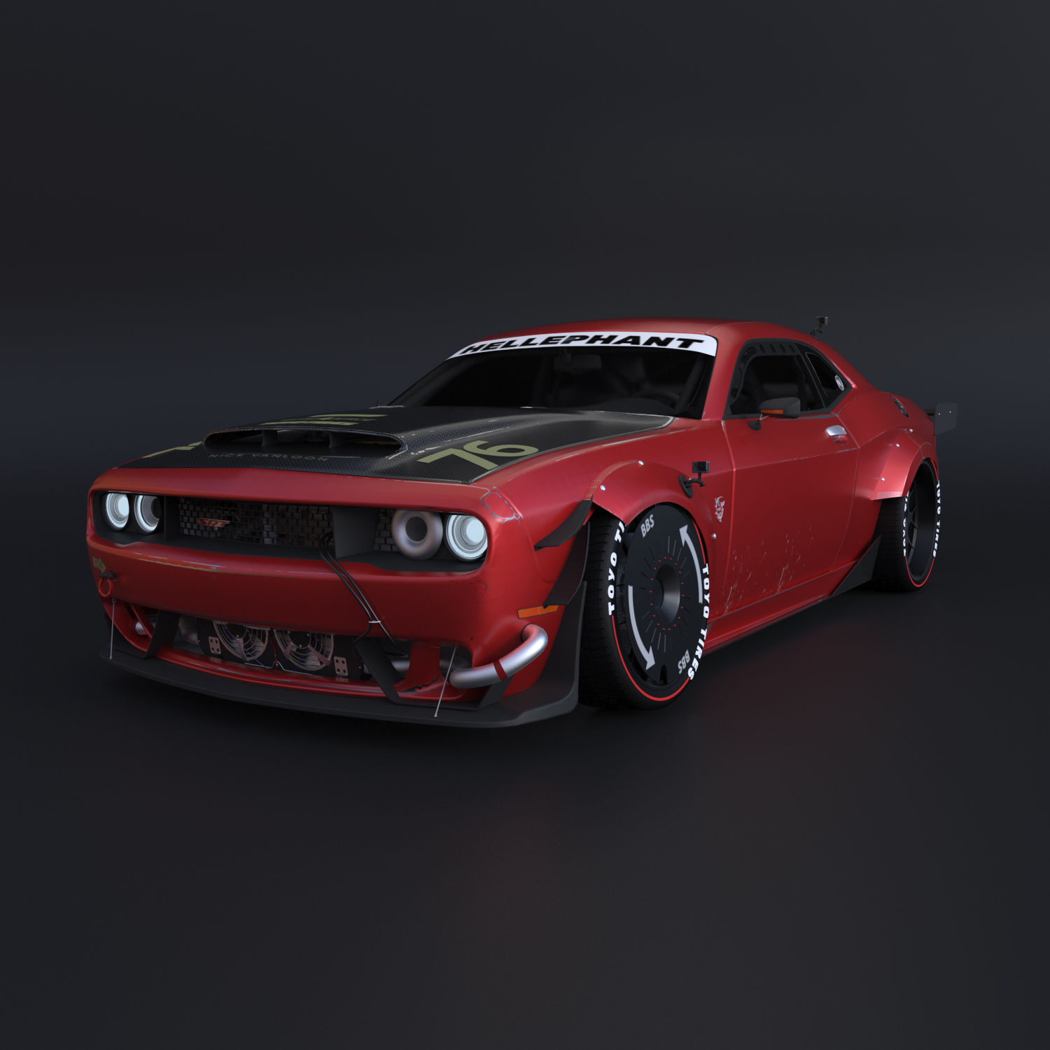 Hellephant Dodge Challenger WIP and 3D Art Showcase