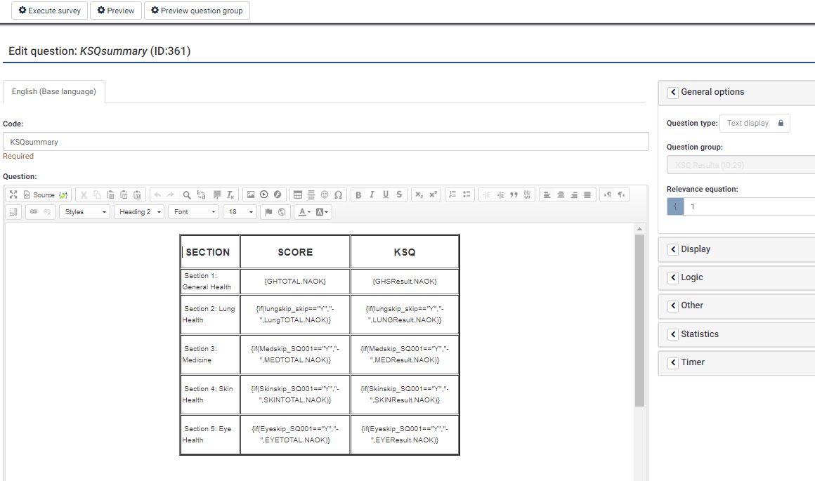 Display question in email template LimeSurvey forums