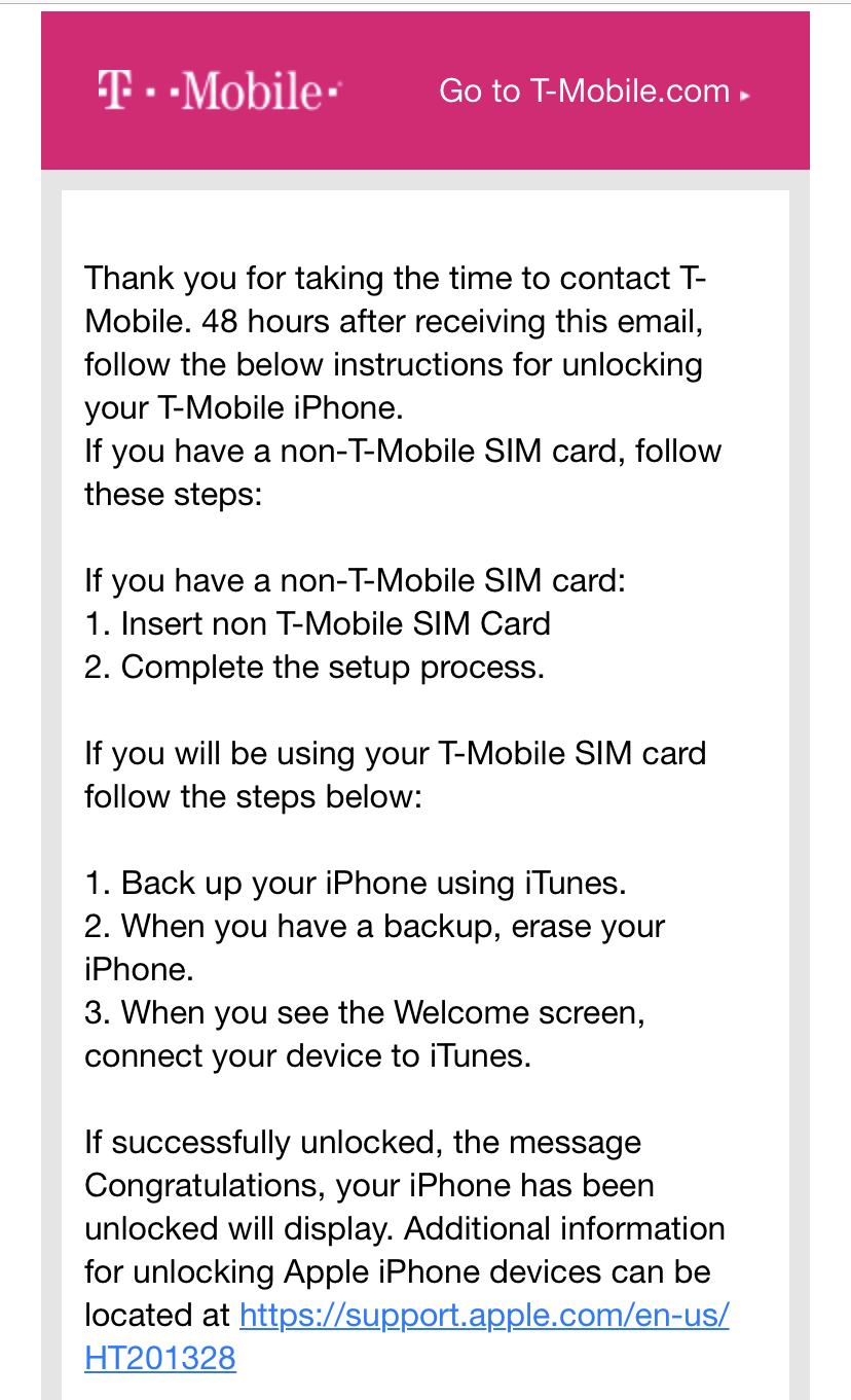 T-Mobile says I need to erase my iPhone before they can unlock it 