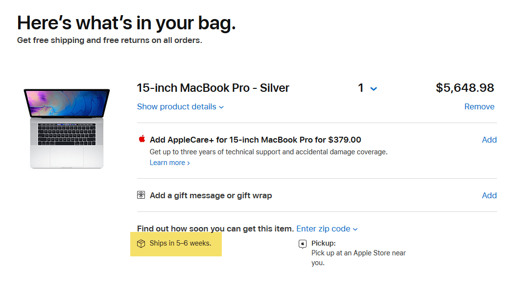 16inch MacBook Pro shipping in 56 weeks? MacRumors Forums