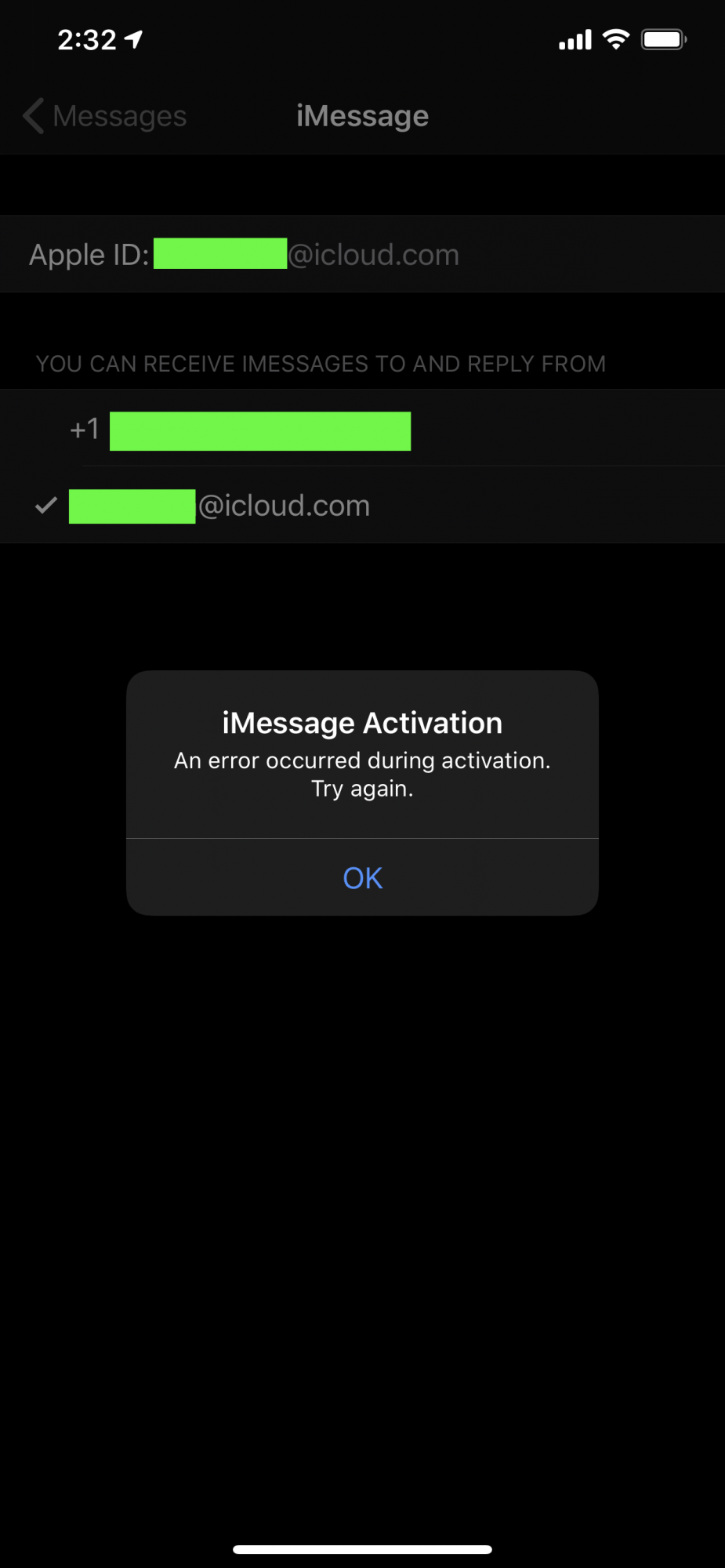 iMessage Activation Error (phone number only) MacRumors Forums