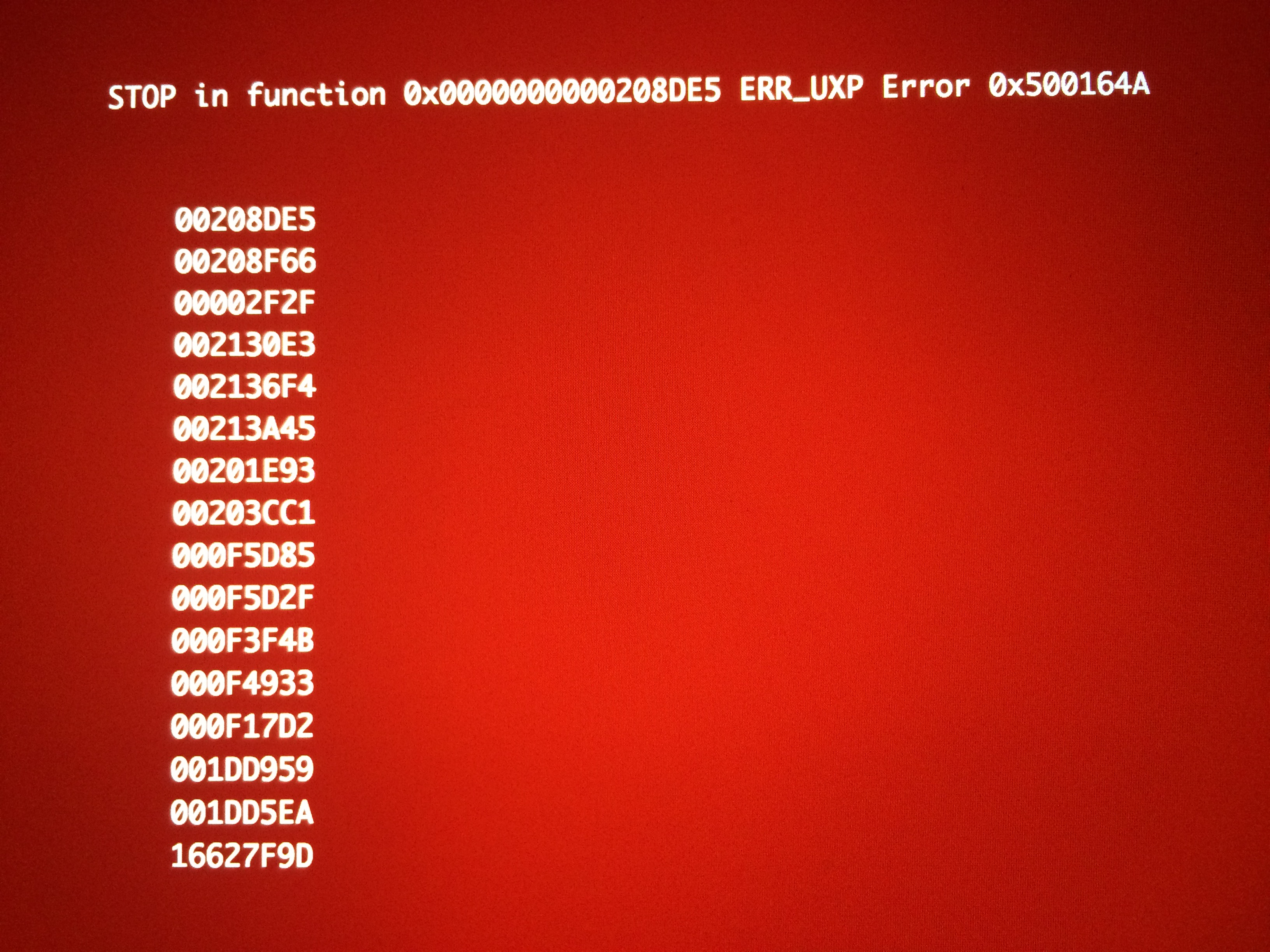 Won’t boot up. Just red screen with Stop in function error. MacRumors