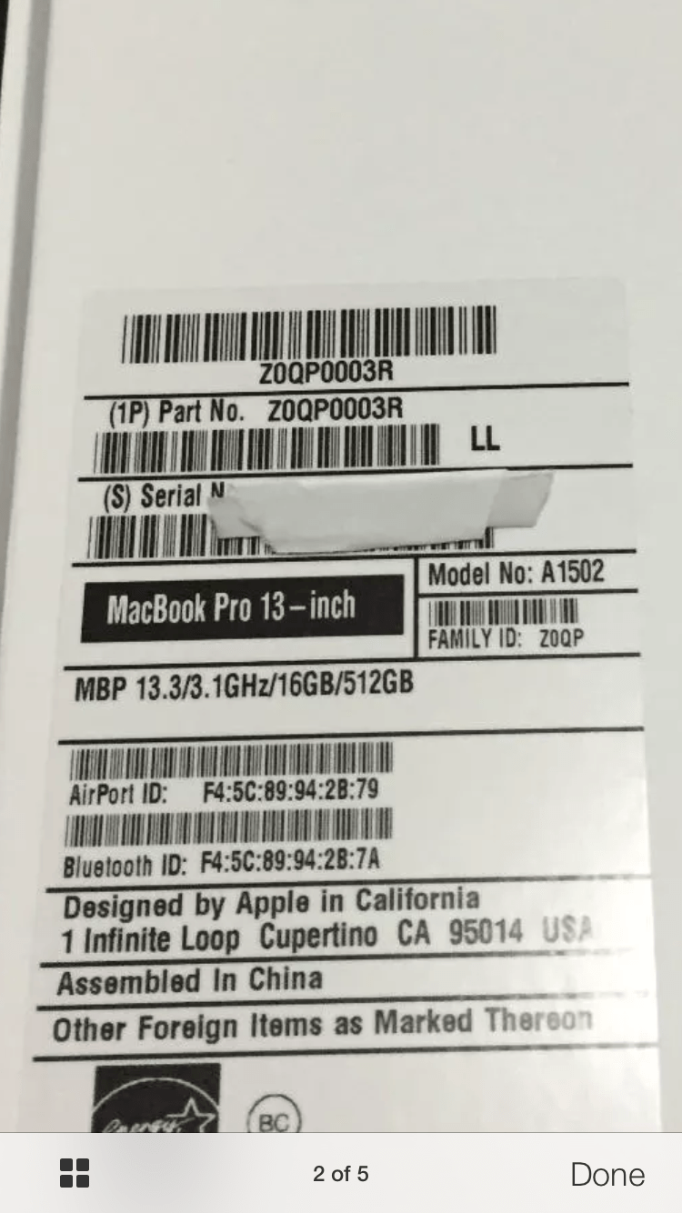 Buying a MacBook Pro but the serial number is blanked out. Why is that