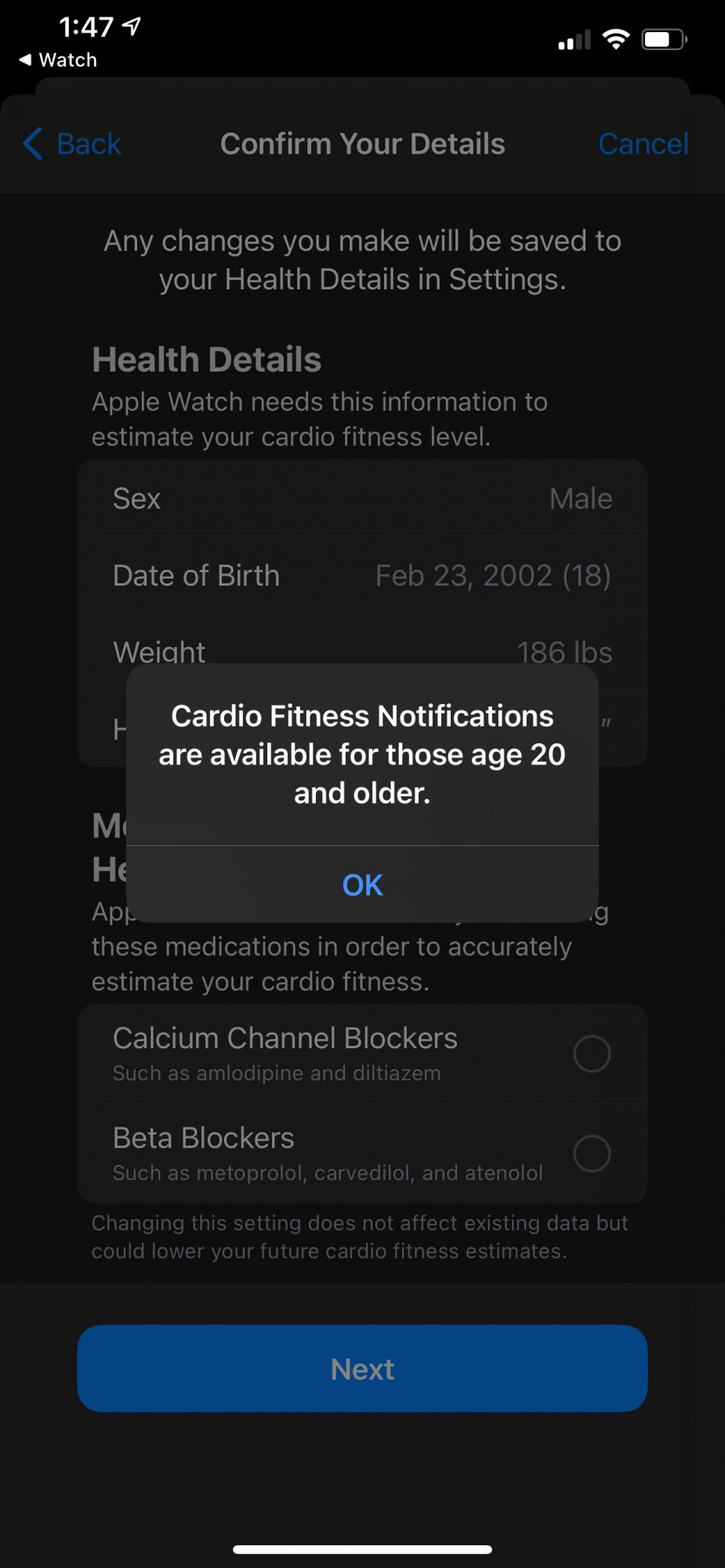 Cardio fitness notifications is an adult's Apple Watch feature