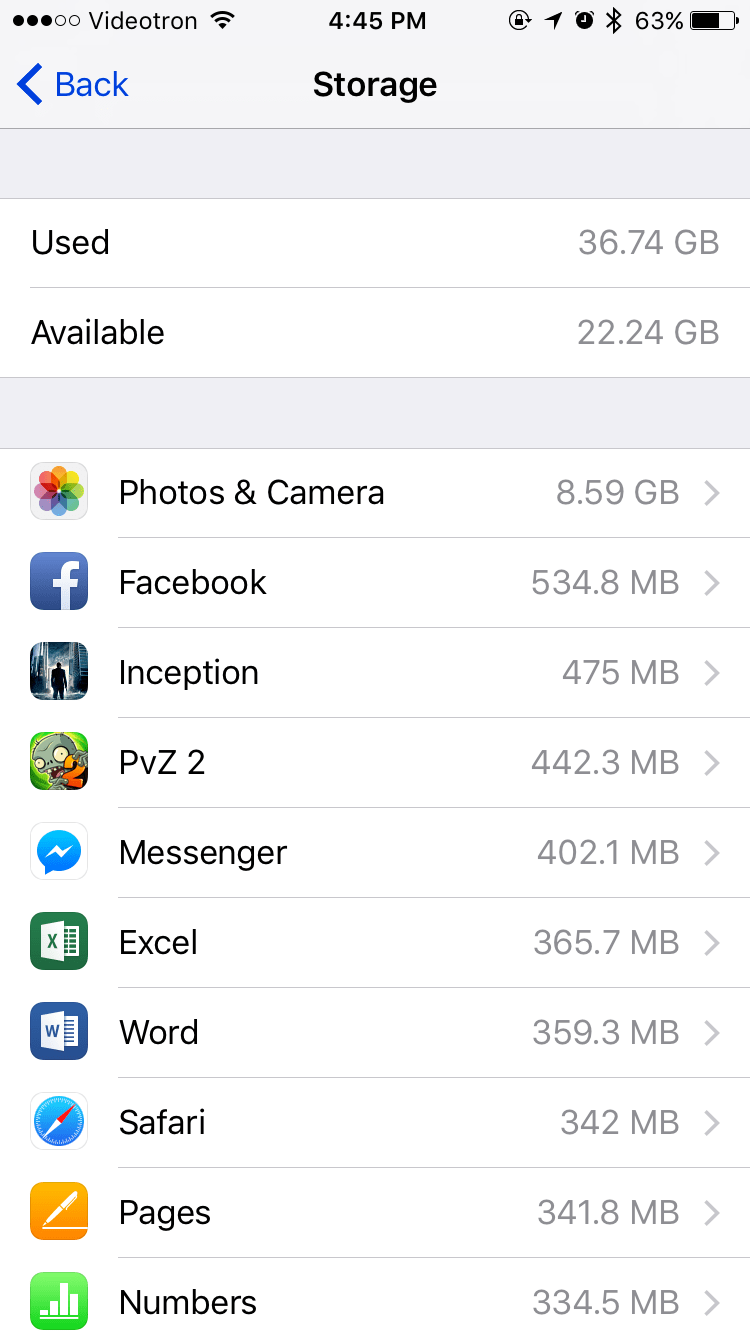 What would be the usable space in a 32 GB iPhone and how can I save