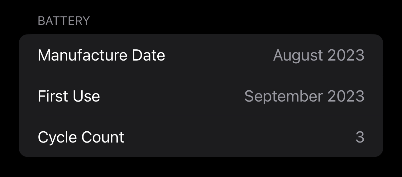 Battery cycle count in Settings > General | MacRumors Forums