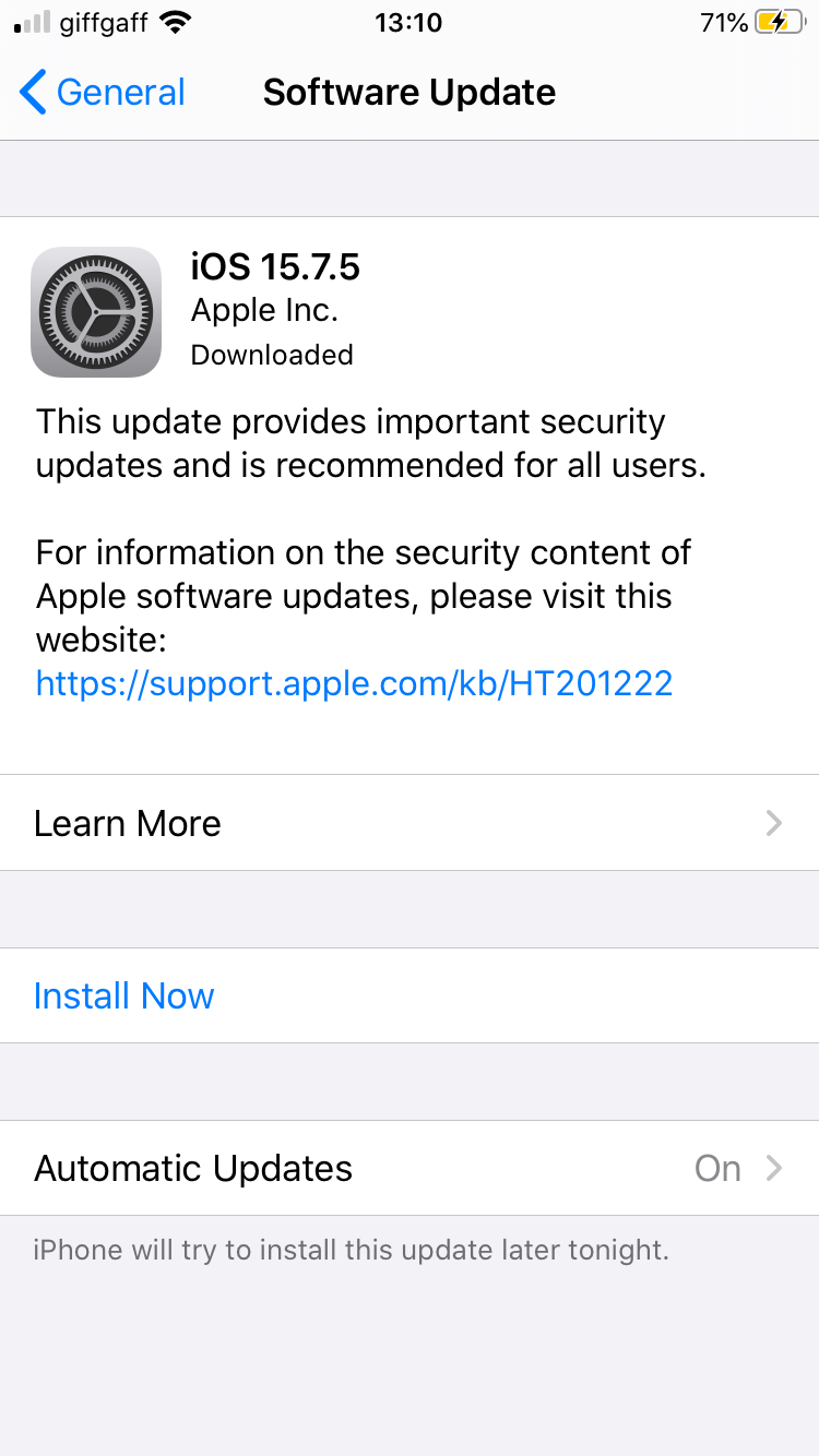 Why is my ios 15.7.5 failing to install in my iphone 6s? MacRumors Forums