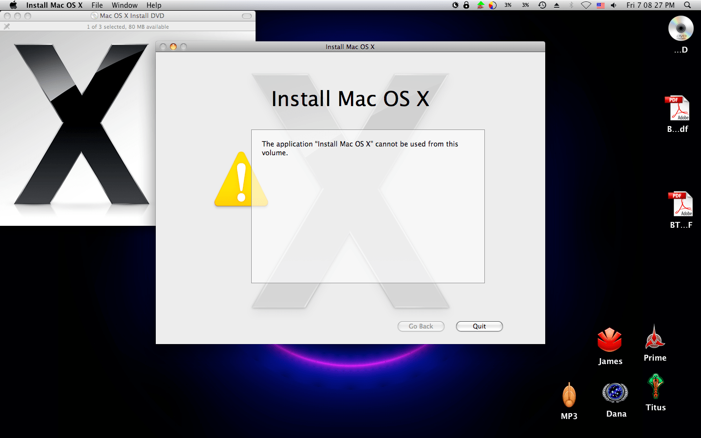 "install mac os x cannot be used from this volume" MacRumors Forums