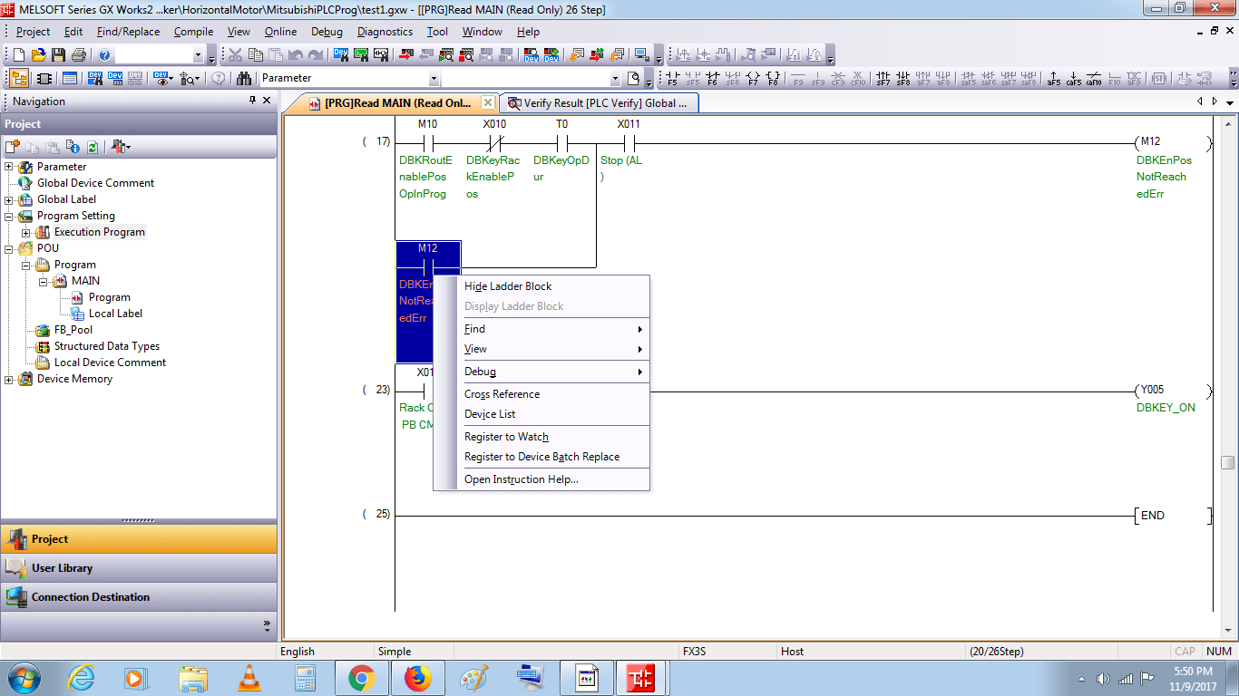 Mitusbishi GX Works2 project stuck in read-only mode - Mitsubishi