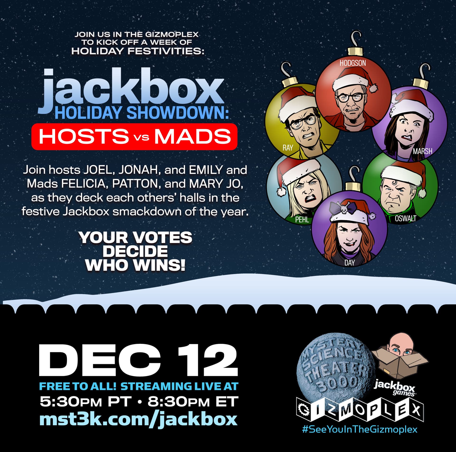 It's your OPEN THREAD for tonight's HOSTS vs MADS 🎄 Jackbox Holiday