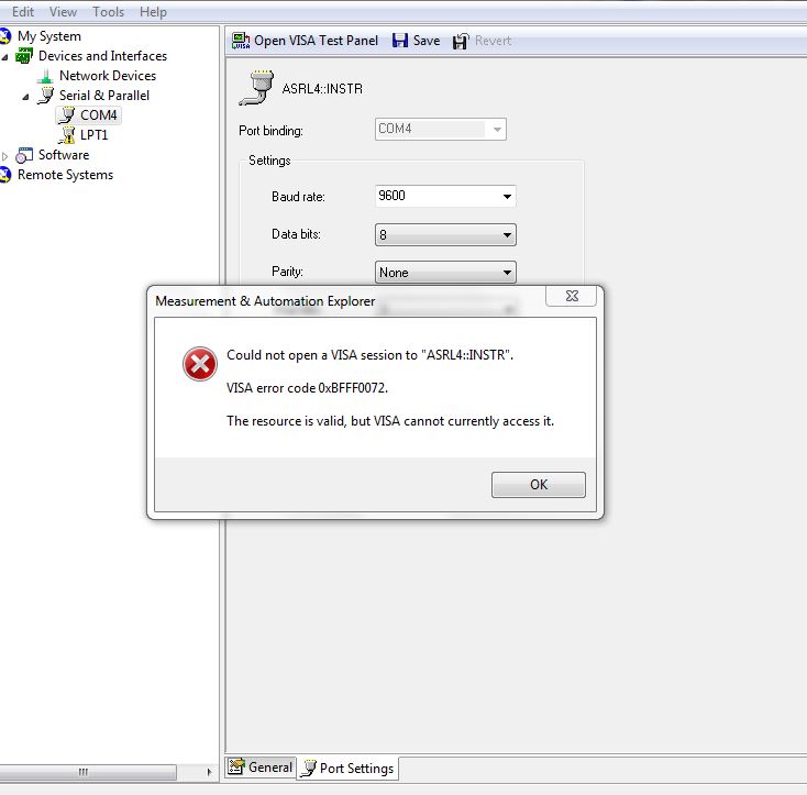 handshake problem when trying to work with Agilent 34401A multimeter