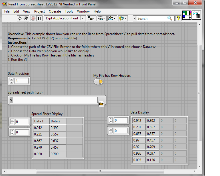 Read Data from Spreadsheet (.csv) and Display in LabVIEW NI Community