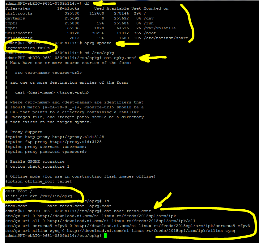 Solved "opkg update" generates "Segmentation fault" NI Community